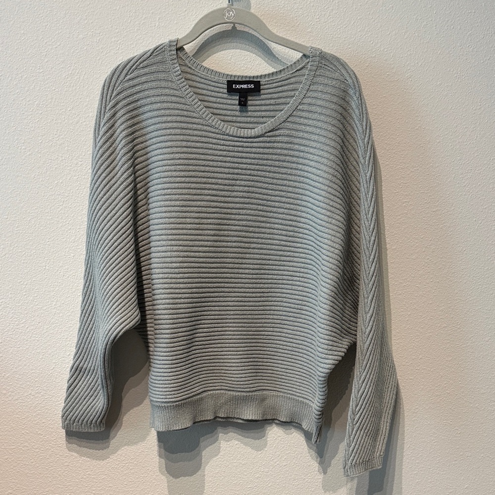 Express Women's Ribbed Knit Sweater in Light Blue